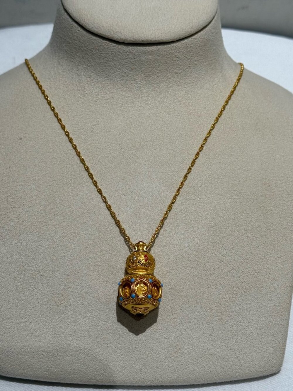 Chaohongji Rotatable Heart Gourd Full Gold Pendant Necklace